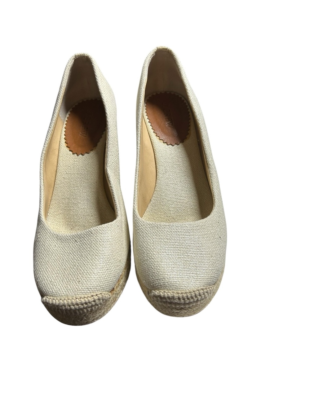 J.Crew Seville Espadrille Wedge Sandals Beige Canvas Jute Platform Size 9 - Picture 4 of 7
